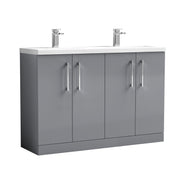 Nuie Arno 1200mm Floor Standing double vanity - 4 Door (Ceramic Basin) Satin Grey