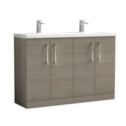 Nuie Arno 1200mm Floor Standing double vanity - 4 Door (Ceramic Basin) Solace Oak