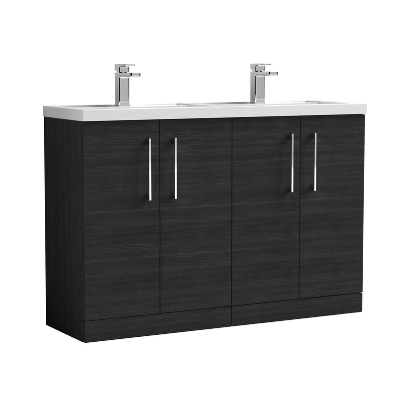 Nuie Arno 1200mm Floor Standing double vanity - 4 Door (Polymarble Basin) Charcoal Black