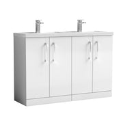 Nuie Arno 1200mm Floor Standing double vanity - 4 Door (Polymarble Basin) Gloss White
