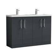 Nuie Arno 1200mm Floor Standing double vanity - 4 Door (Polymarble Basin) Soft Black