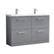 Nuie Arno 1200mm Floor Standing double vanity - 4 Drawer (Ceramic Basin) Satin Grey