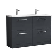 Nuie Arno 1200mm Floor Standing double vanity - 4 Drawer (Ceramic Basin) Soft Black