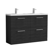 Nuie Arno 1200mm Floor Standing double vanity - 4 Drawer (Polymarble Basin) Charcoal Black