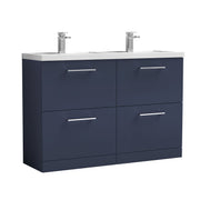 Nuie Arno 1200mm Floor Standing double vanity - 4 Drawer (Polymarble Basin) Midnight Blue