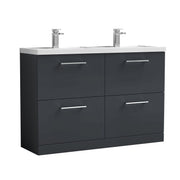 Nuie Arno 1200mm Floor Standing double vanity - 4 Drawer (Polymarble Basin) Soft Black
