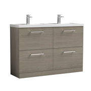 Nuie Arno 1200mm Floor Standing double vanity - 4 Drawer (Polymarble Basin) Solace Oak