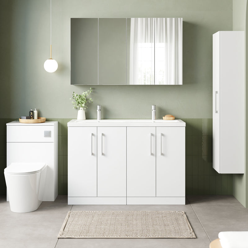 Nuie Arno 1200mm Floor Standing double vanity - bathroom lifestyle setting