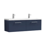 Nuie Arno 1200mm Wall Hung double vanity - 2 Drawer (Ceramic Basin) Midnight Blue