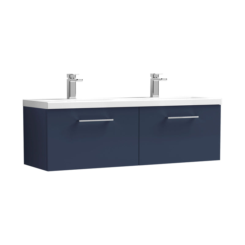 Nuie Arno 1200mm Wall Hung double vanity - 2 Drawer (Ceramic Basin) Midnight Blue