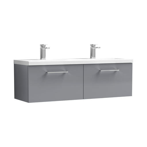 Nuie Arno 1200mm Wall Hung double vanity - 2 Drawer (Ceramic Basin) Satin Grey