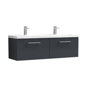 Nuie Arno 1200mm Wall Hung double vanity - 2 Drawer (Ceramic Basin) Soft Black