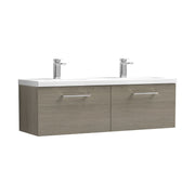 Nuie Arno 1200mm Wall Hung double vanity - 2 Drawer (Ceramic Basin) Solace Oak
