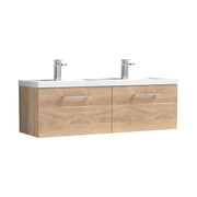 Nuie Arno 1200mm Wall Hung double vanity - 2 Drawer (Polymarble Basin) Bleached Oak