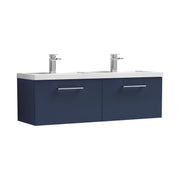 Nuie Arno 1200mm Wall Hung double vanity - 2 Drawer (Polymarble Basin) Midnight Blue