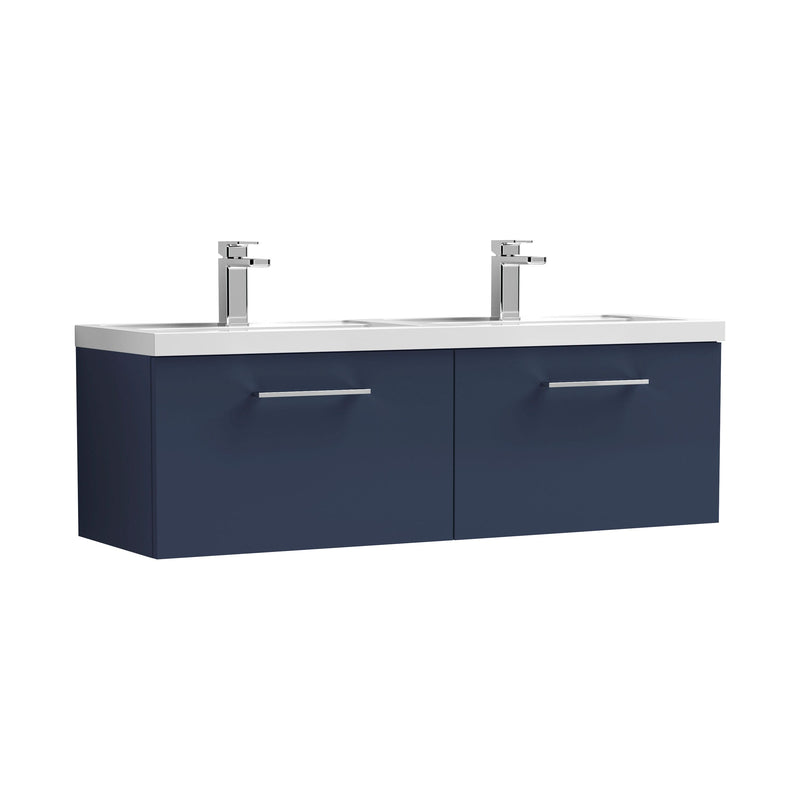 Nuie Arno 1200mm Wall Hung double vanity - 2 Drawer (Polymarble Basin) Midnight Blue