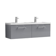 Nuie Arno 1200mm Wall Hung double vanity - 2 Drawer (Polymarble Basin) Satin Grey
