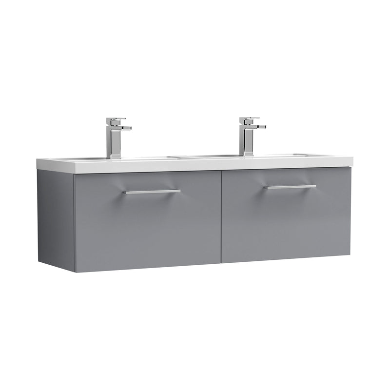 Nuie Arno 1200mm Wall Hung double vanity - 2 Drawer (Polymarble Basin) Satin Grey