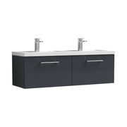 Nuie Arno 1200mm Wall Hung double vanity - 2 Drawer (Polymarble Basin) Soft Black