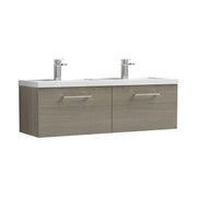 Nuie Arno 1200mm Wall Hung double vanity - 2 Drawer (Polymarble Basin) Solace Oak