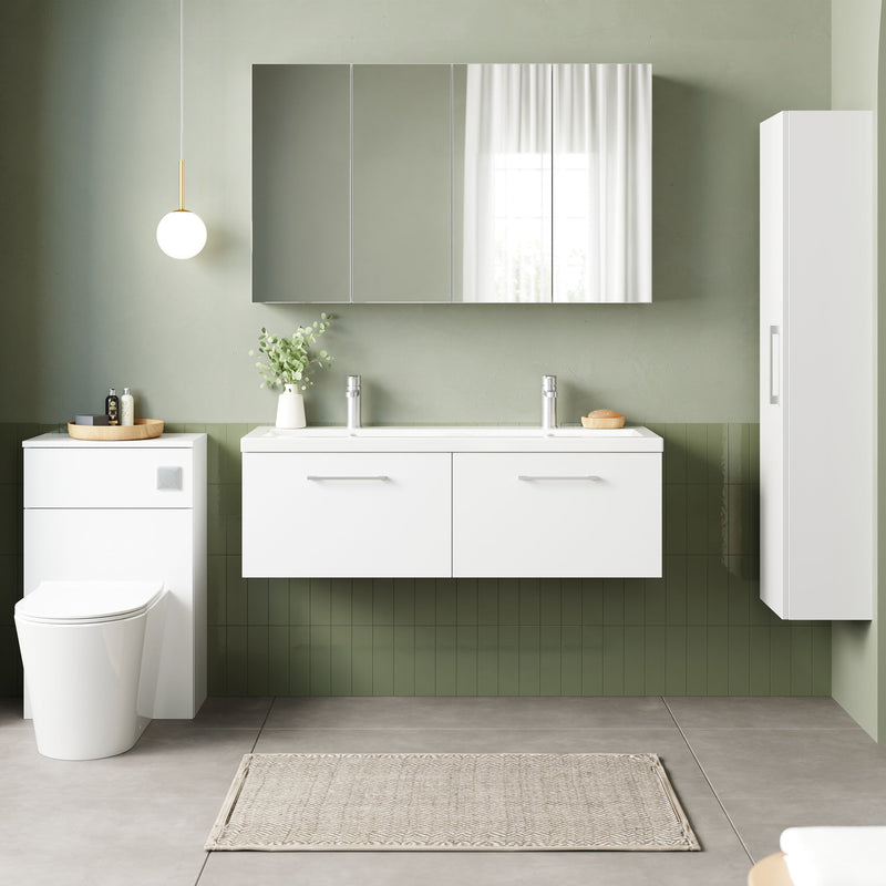 Nuie Arno 1200mm Wall Hung double vanity - bathroom lifestyle setting