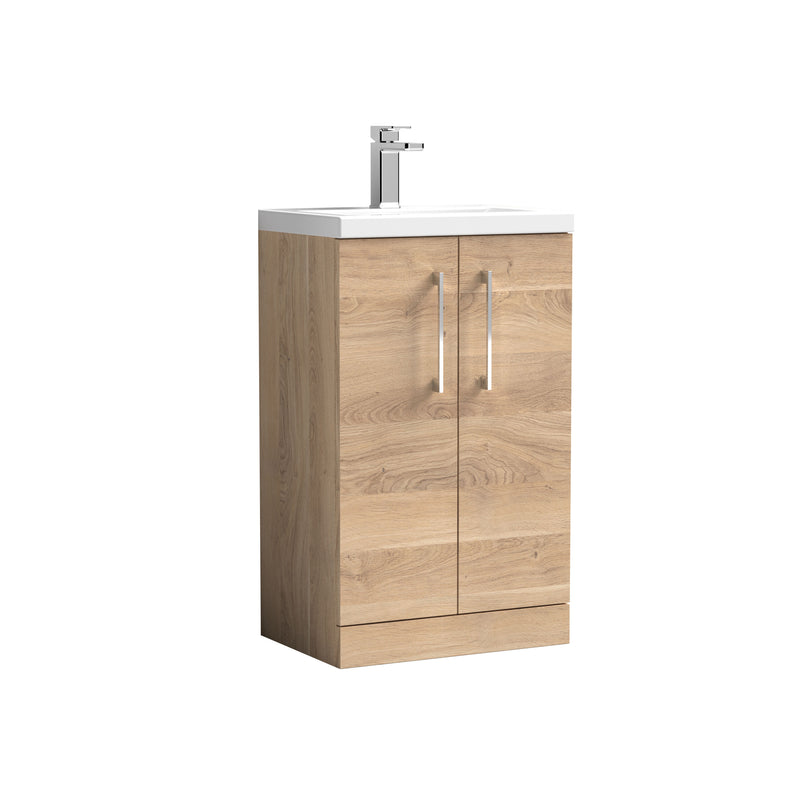 Nuie Arno Compact Floor Standing Vanity Unit with Basin (All Sizes) in Bleached Oak 500mm (2 Door) (PAL032E)