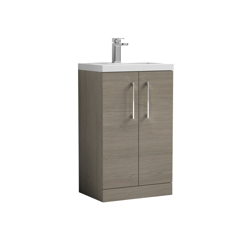 Nuie Arno Compact Floor Standing Vanity Unit with Basin (All Sizes) in Solace Oak 500mm (2 Door) (PAL122E)