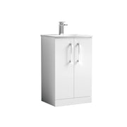 Nuie Arno Floor Standing vanity unit with Curved basin - 500mm (2 Doors) Gloss White