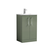 Nuie Arno Floor Standing vanity unit with Curved basin - 500mm (2 Doors) Satin Green