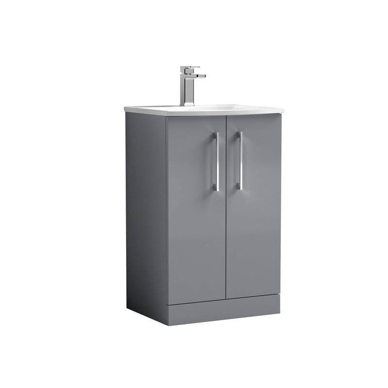 Nuie Arno Floor Standing vanity unit with Curved basin - 500mm (2 Doors) Satin Grey