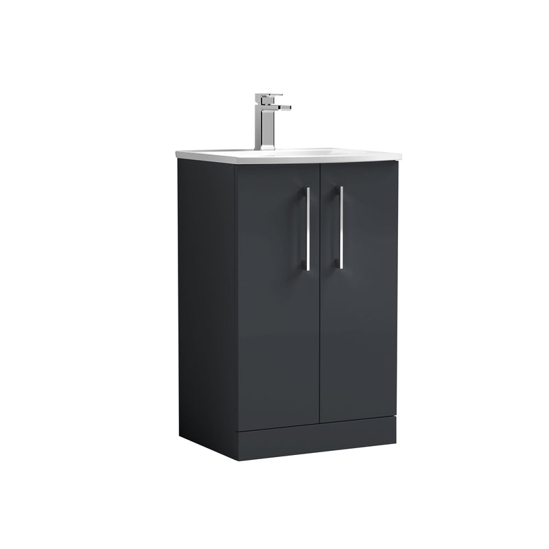 Nuie Arno Floor Standing vanity unit with Curved basin - 500mm (2 Doors) Soft Black