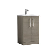 Nuie Arno Floor Standing vanity unit with Curved basin - 500mm (2 Doors) Solace Oak