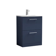 Nuie Arno Floor Standing vanity unit with Curved basin - 600mm (2 Drawers) Midnight Blue