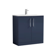 Nuie Arno Floor Standing vanity unit with Curved basin - 800mm (2 Doors) Midnight Blue