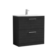 Nuie Arno Floor Standing vanity unit with Curved basin - 800mm (2 Drawers) Charcoal Black