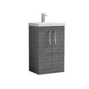 Nuie Arno Floor Standing vanity unit with Mid-Edge basin - 500mm (2 Doors) Anthracite Woodgrain