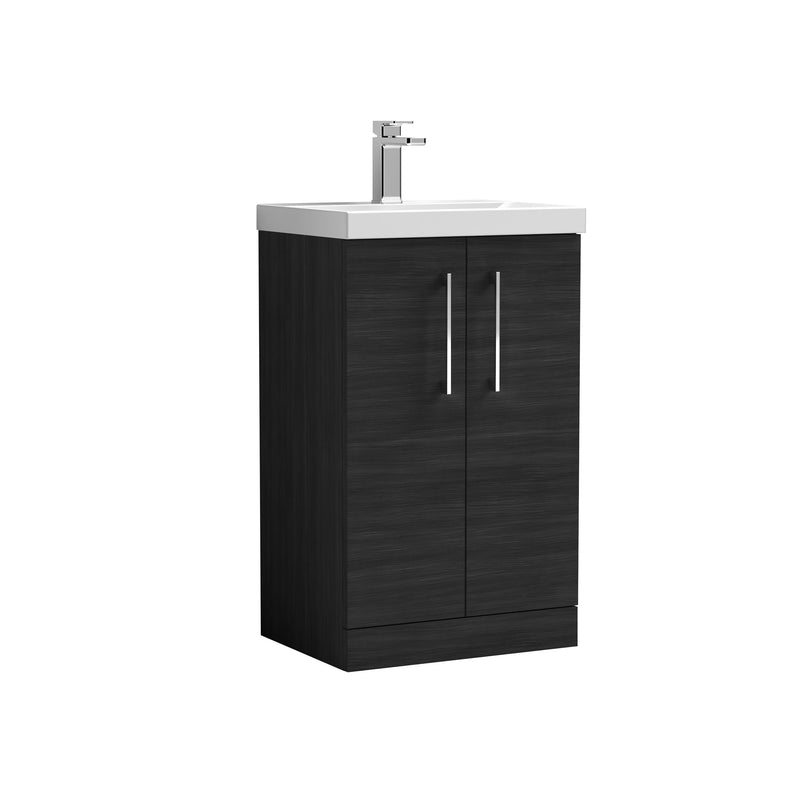 Nuie Arno Floor Standing vanity unit with Mid-Edge basin - 500mm (2 Doors) Charcoal Black
