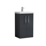Nuie Arno Floor Standing vanity unit with Mid-Edge basin - 500mm (2 Doors) Soft Black