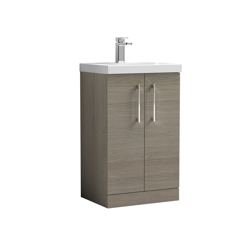 Nuie Arno Floor Standing vanity unit with Mid-Edge basin - 500mm (2 Doors) Solace Oak