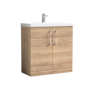 Nuie Arno Floor Standing vanity unit with Mid-Edge basin - 800mm (2 Doors) Bleached Oak