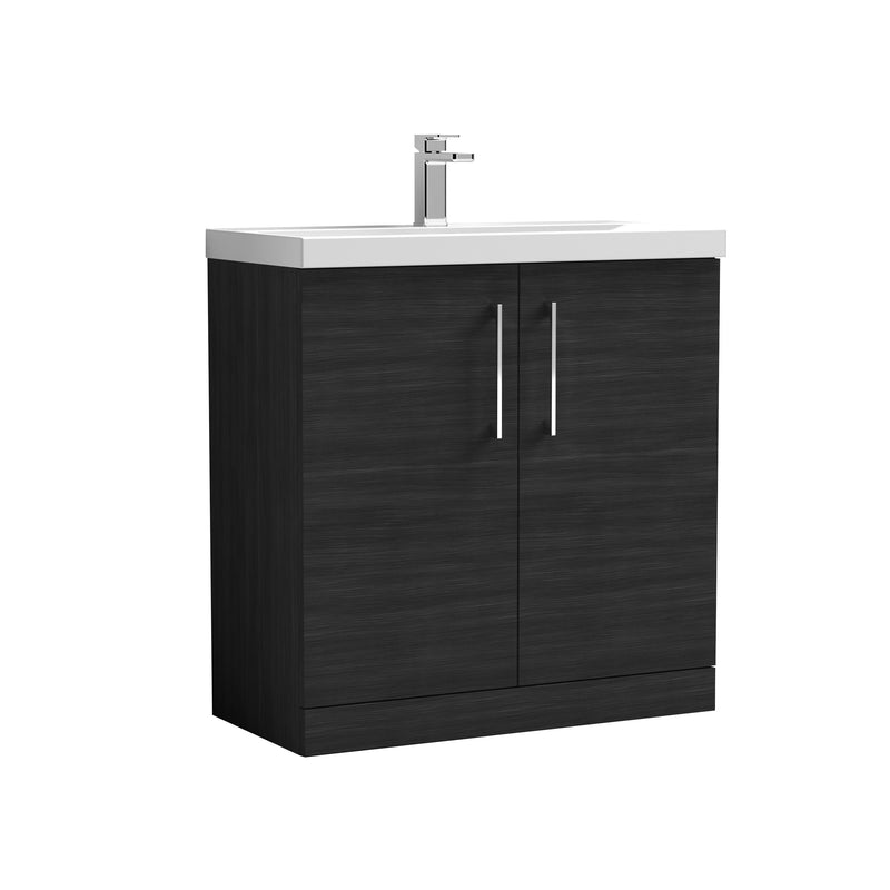 Nuie Arno Floor Standing vanity unit with Mid-Edge basin - 800mm (2 Doors) Charcoal Black