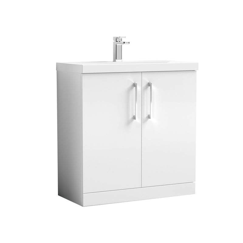 Nuie Arno Floor Standing vanity unit with Mid-Edge basin - 800mm (2 Doors) Gloss White