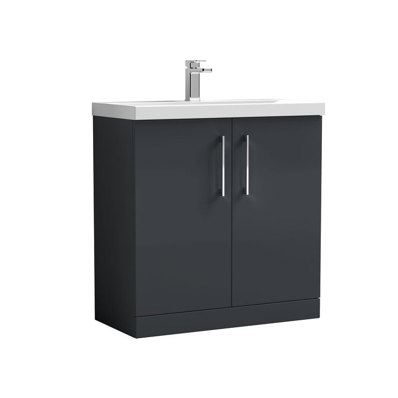 Nuie Arno Floor Standing vanity unit with Mid-Edge basin - 800mm (2 Doors) Soft Black