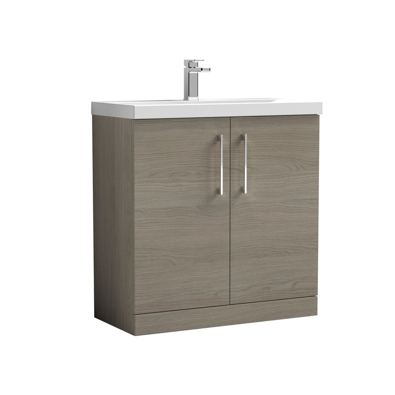 Nuie Arno Floor Standing vanity unit with Mid-Edge basin - 800mm (2 Doors) Solace Oak
