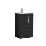Nuie Arno Floor Standing vanity unit with Minimalist basin - 500mm (2 Doors) Charcoal Black