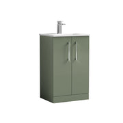 Nuie Arno Floor Standing vanity unit with Minimalist basin - 500mm (2 Doors) Satin Green