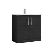 Nuie Arno Floor Standing vanity unit with Minimalist basin - 800mm (2 Doors) Charcoal Black