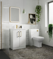 Nuie Arno Floor Standing vanity unit with Minimalist basin - bathroom lifestyle setting
