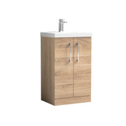 Nuie Arno Floor Standing vanity unit with Thin Edge basin - 500mm (2 Doors) Bleached Oak