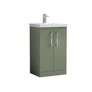 Nuie Arno Floor Standing vanity unit with Thin Edge basin - 500mm (2 Doors) Satin Green